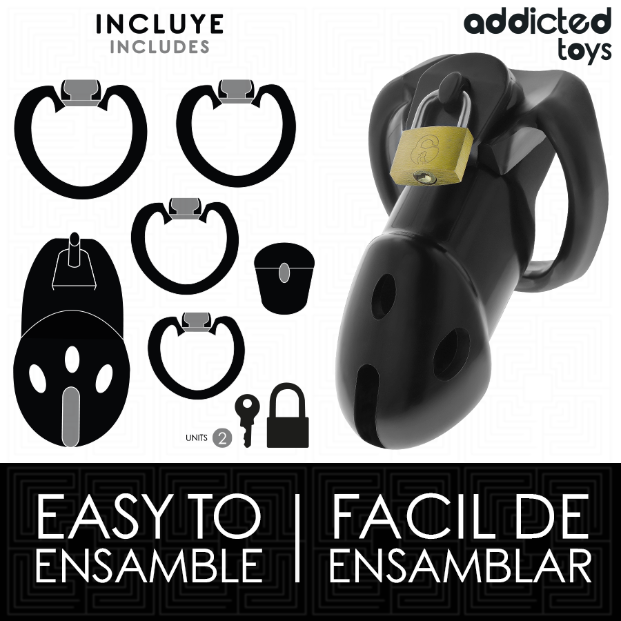 Addicted Toys Locked Den gabbia castità 3 anelli