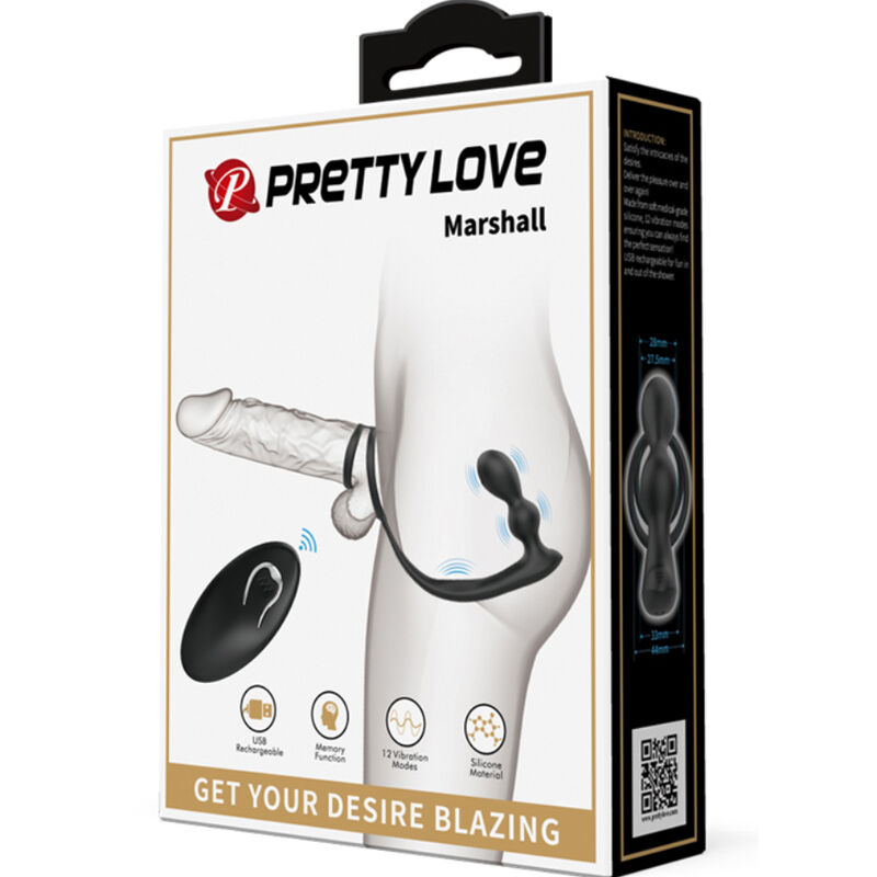 Pretty Love Marshall plug anale vibrante con anello 12 modi