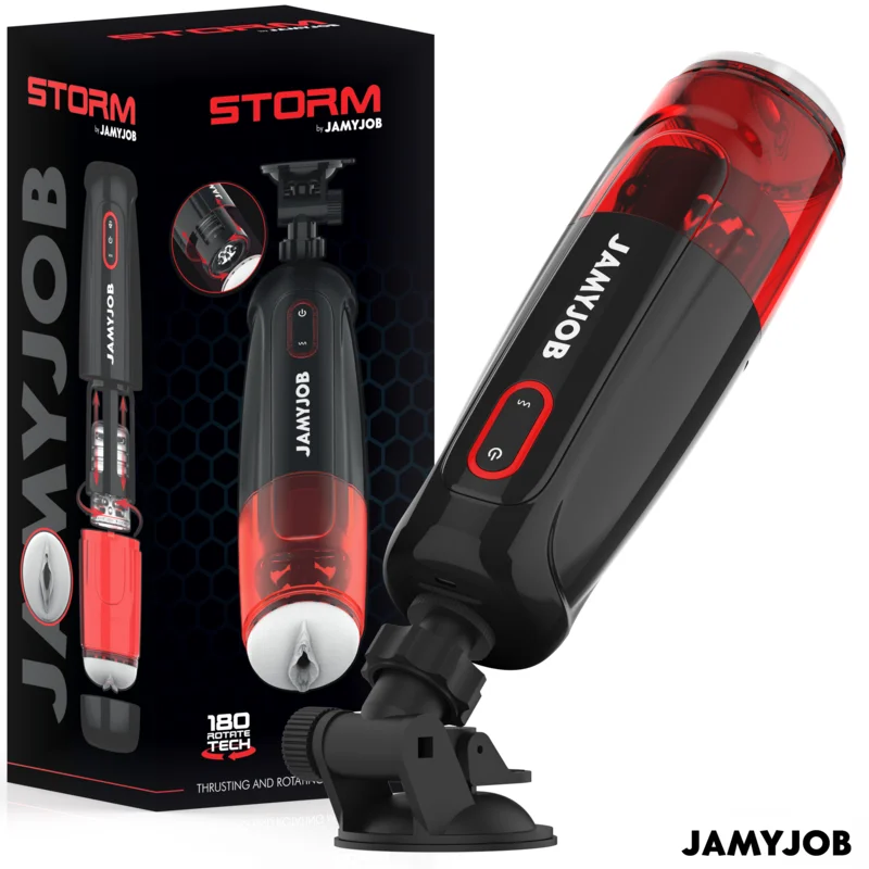Jamyjob Storm masturbatore rotante con aspirazione nero