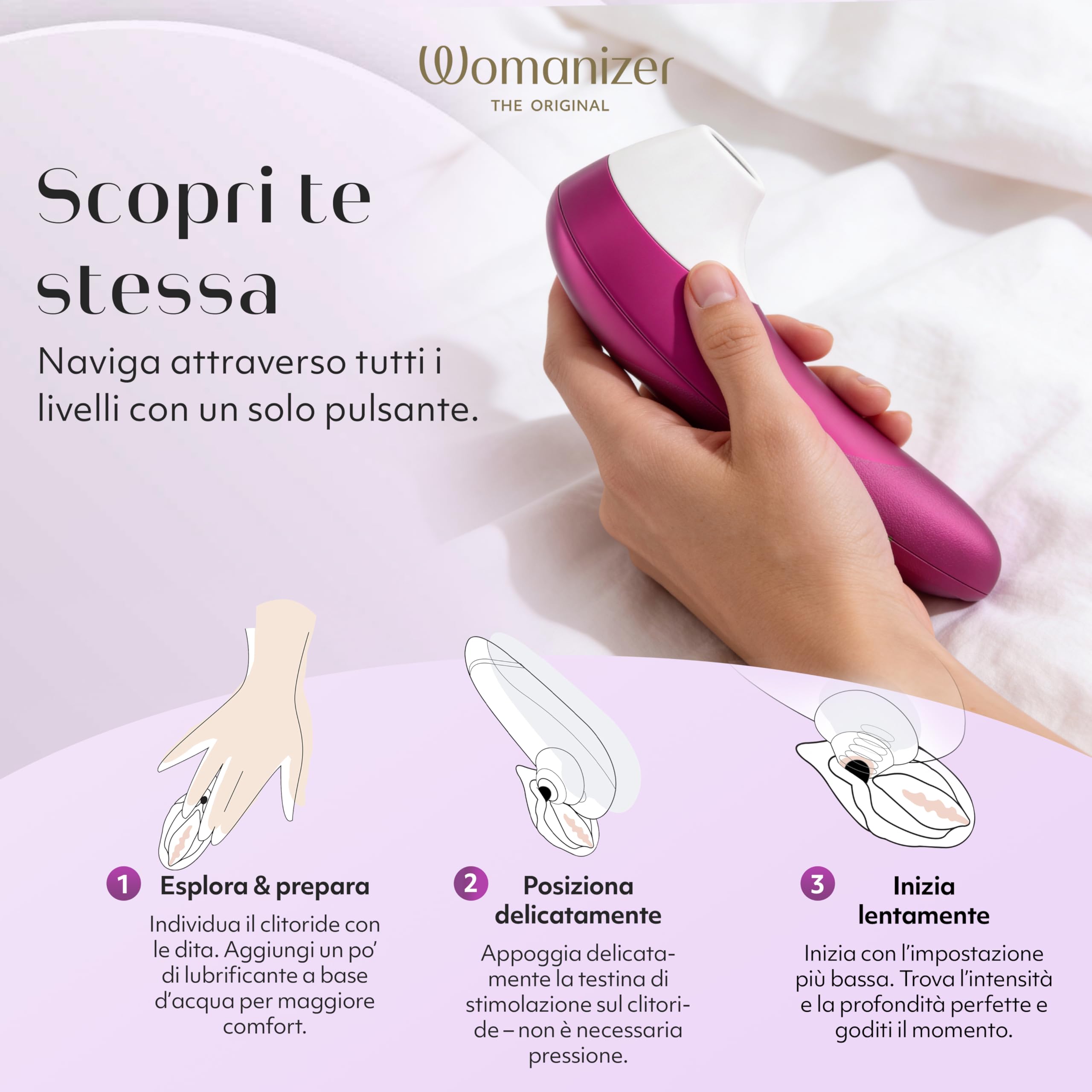 Womanizer Pro stimolatore clitorideo rosa 11 intensità