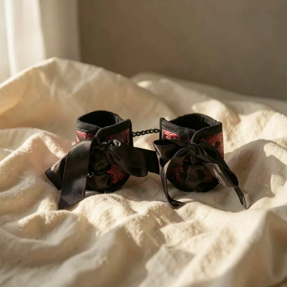 CalExotics Scandal Corset Cuffs polsini bondage rosso nero
