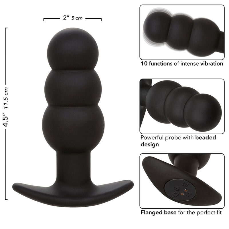 CalExotics Rock Bottom Perline plug vibrante nero silicone