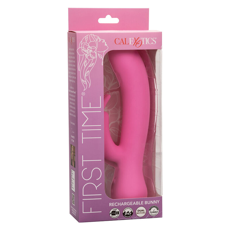 CalExotics First Time Rabbit vibratore rosa silicone 21 cm
