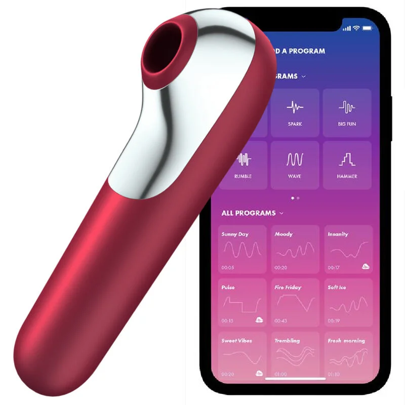 Satisfyer Dual Love stimolatore clitorideo rosso con app