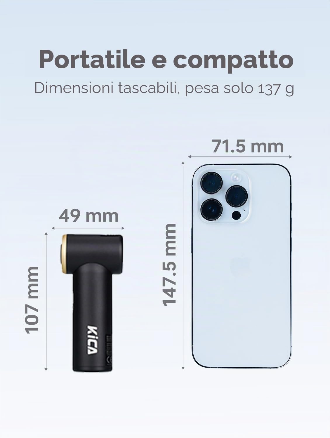 Kica JetFan Mini ventilatore portatile nero flusso 9 m/s