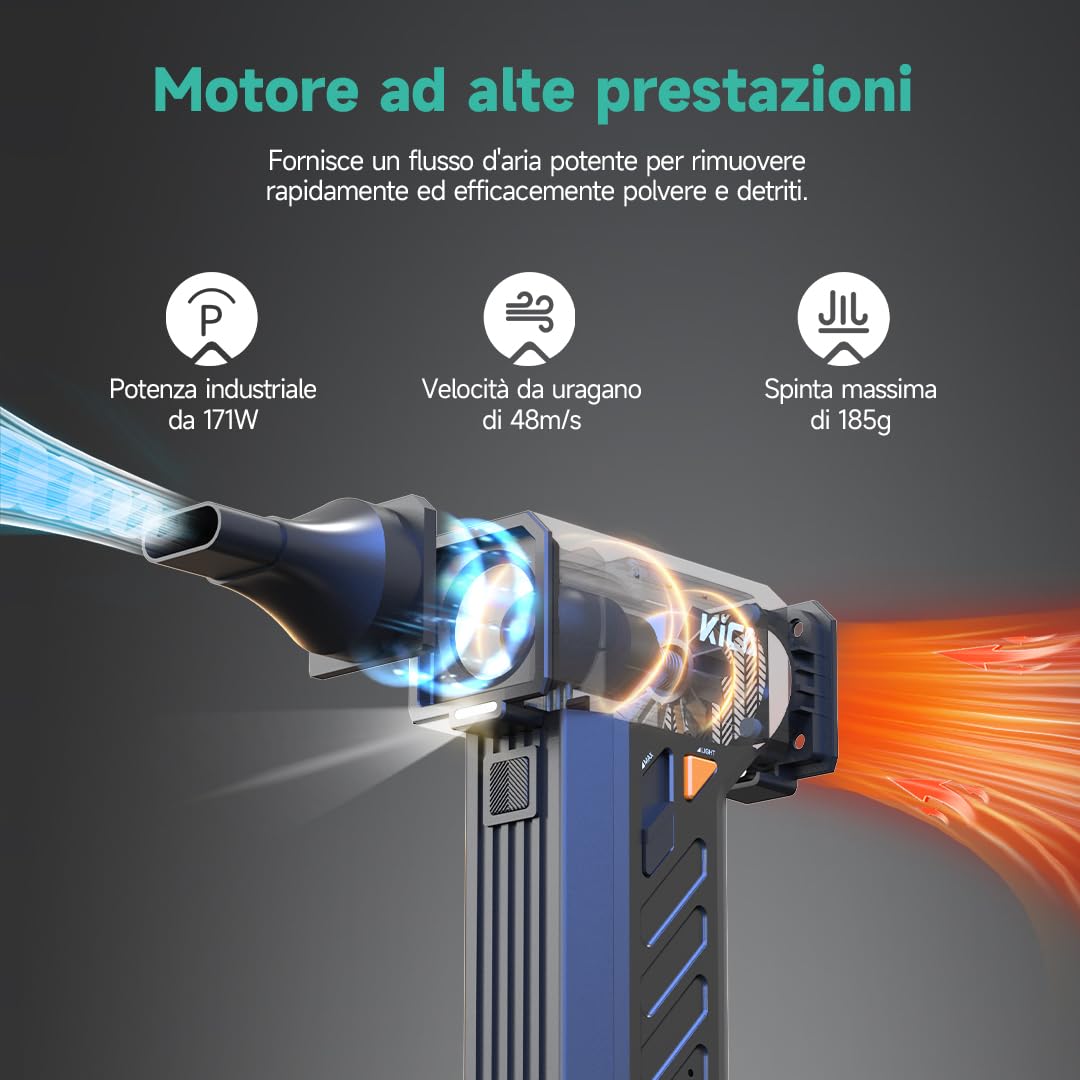 Kica JetFan Ultra spolverino elettrico 48 m/s con LED