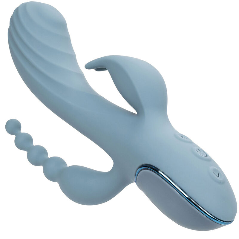 CalExotics Triple Ecstasy vibratore rabbit grigio pulsante