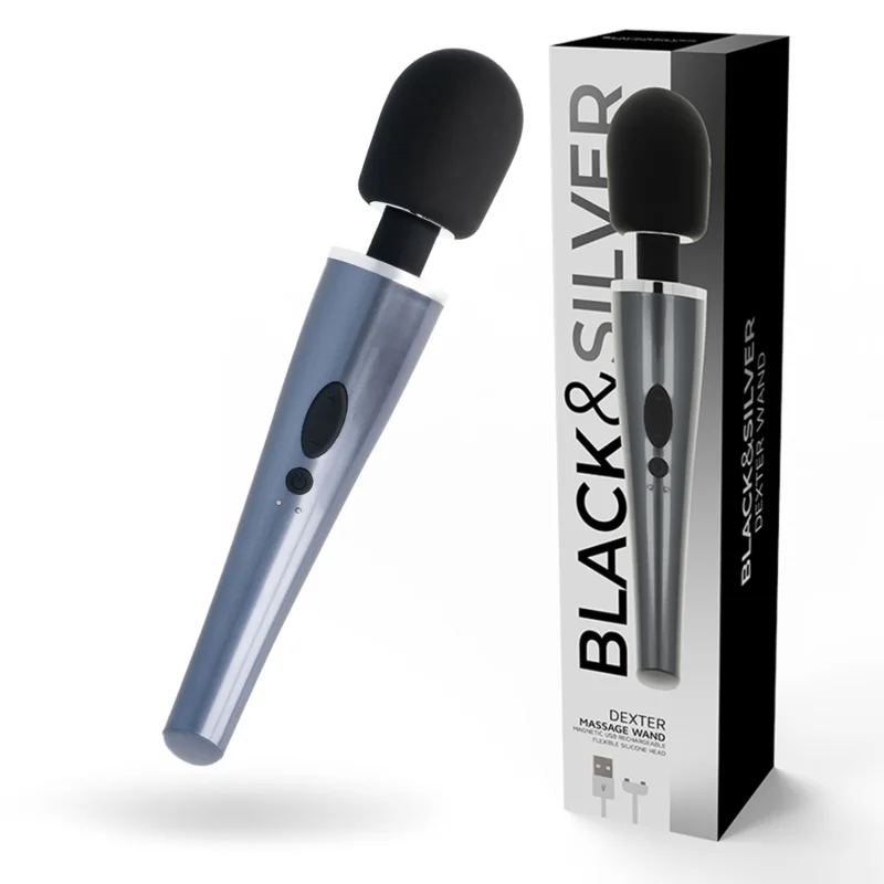 Black&Silver Dexter wand vibratore bacchetta silicone