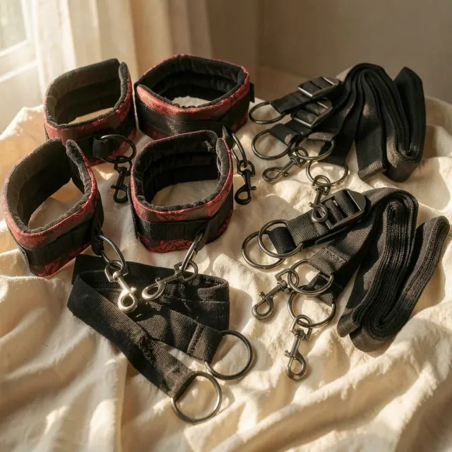 CalExotics Scandal Bed Restraints set bondage da letto rosso nero