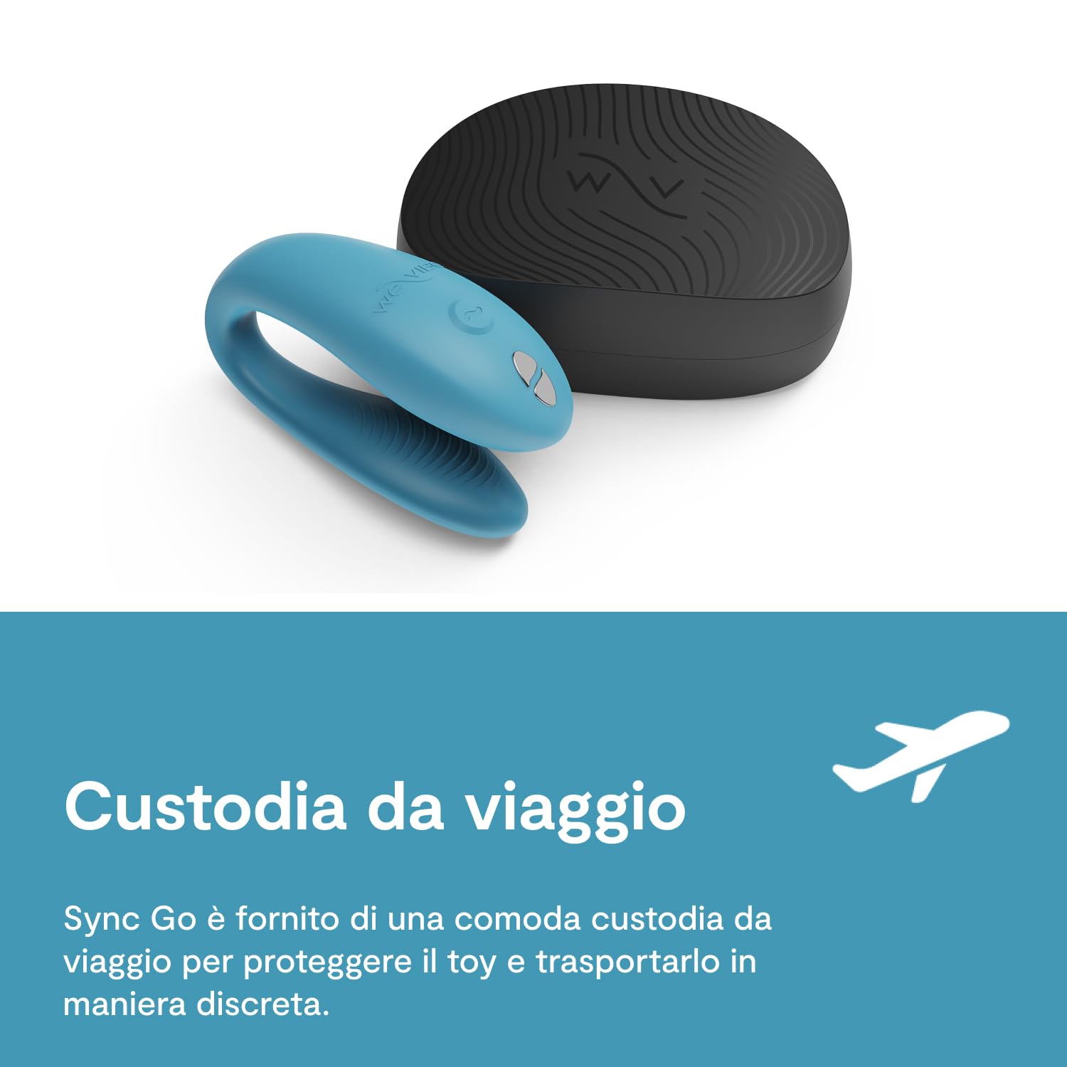 We-Vibe Sync Go vibratore di coppia blu con custodia