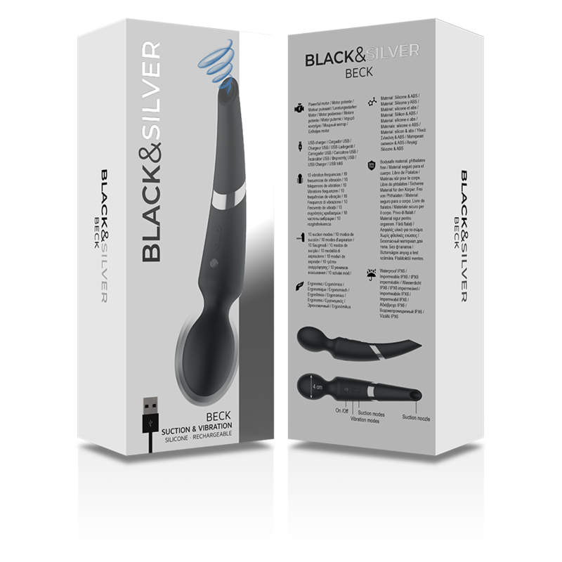 Black&Silver Beck Wand 2in1 vibratore massaggiatore