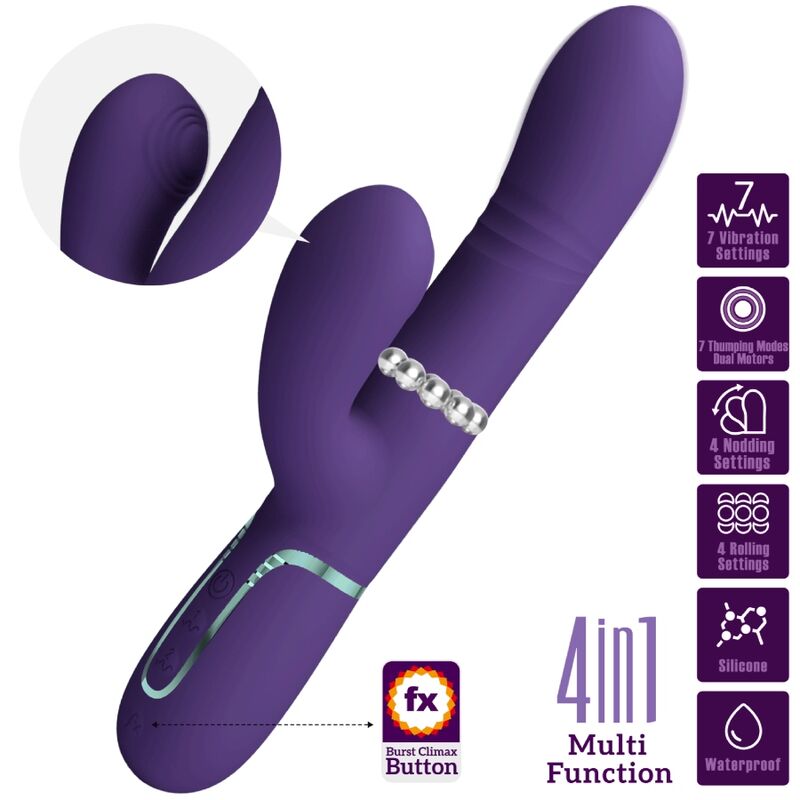 Pretty Love G-Spot Multifunzione vibratore rabbit viola 4 movimenti