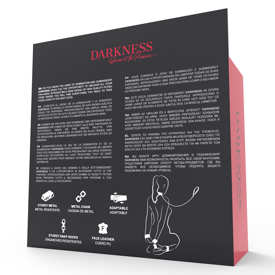 Darkness manette e collare in pelle set bondage nero