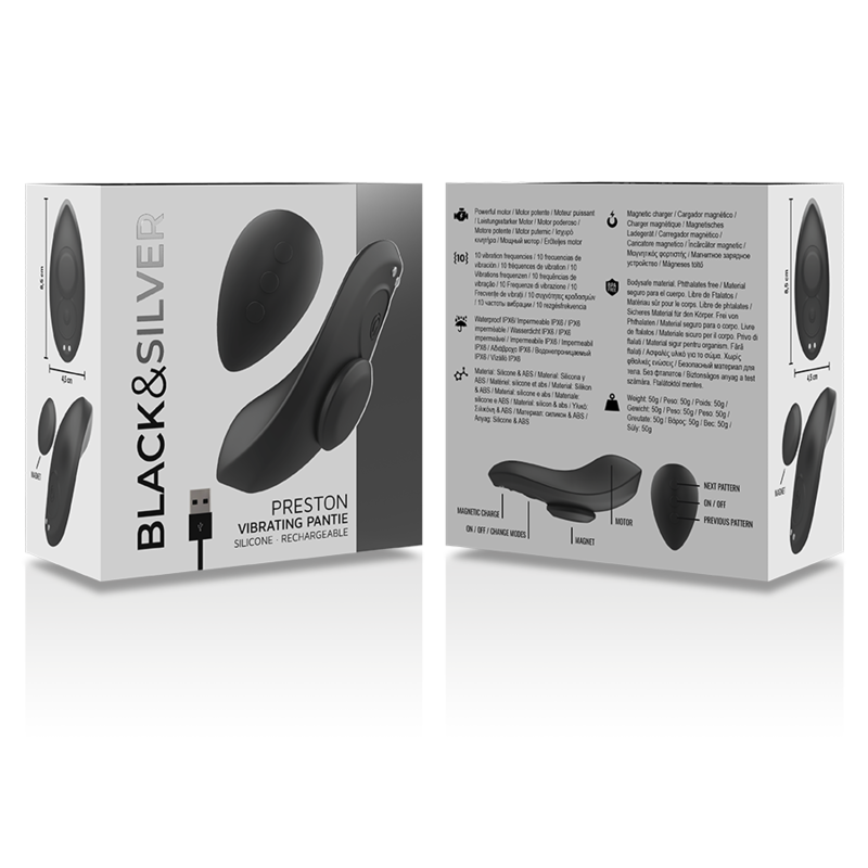 Black&Silver Preston Panty Stimolatore Slip 9 Modalità