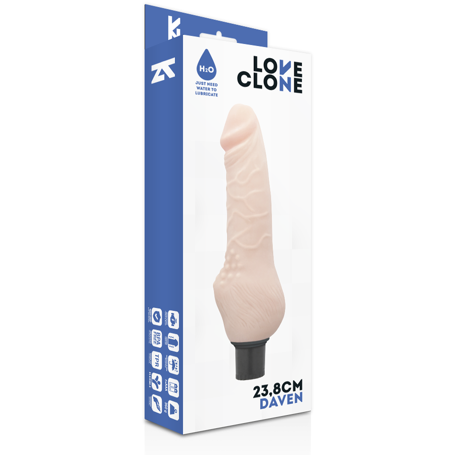LoveClone Daven vibratore realistico autolubrificante 20 cm