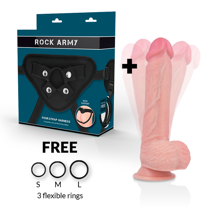 RockArmy Hawk vibratore realistico 22 cm con imbracatura 10 modalita