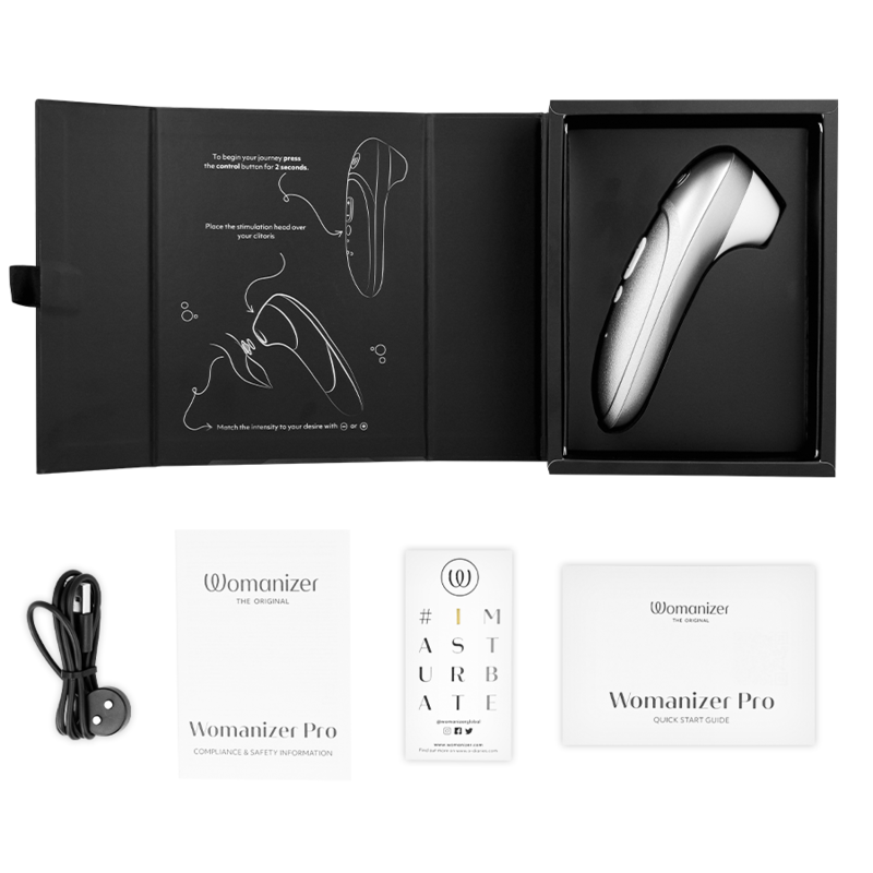 Womanizer Pro stimolatore clitorideo grigio argento 11 intensità