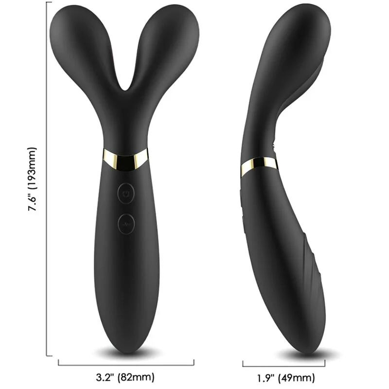 Armony Y-Wand Stimolatore Clitorideo Nero Doppia Testa Silicone