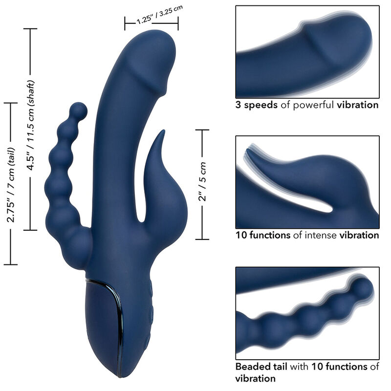 CalExotics Triple Orgasm vibratore blu 3 motori