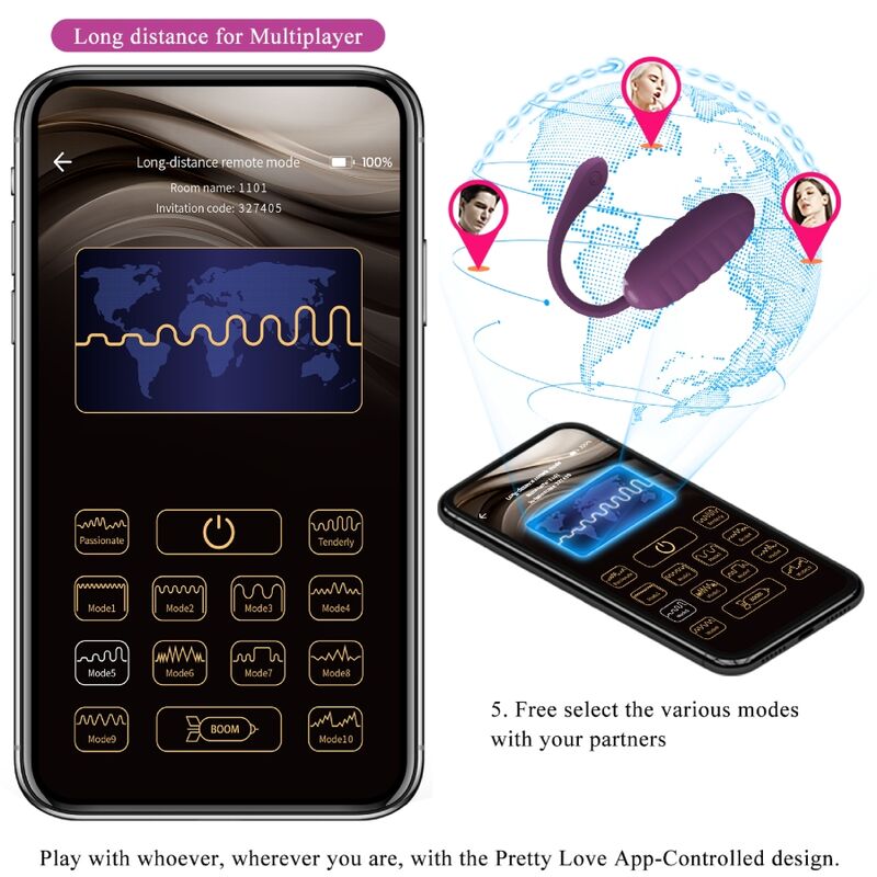 Pretty Love Casper uovo vibrante viola con app