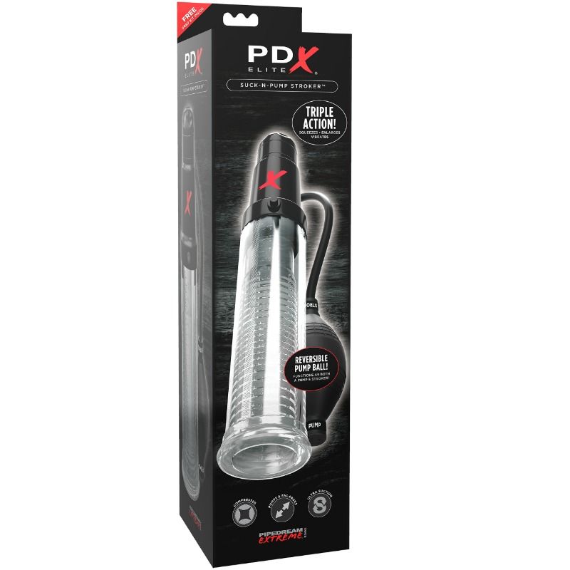 PDX Elite Suck-N-Pump Stroker pompa masturbatore vibrante