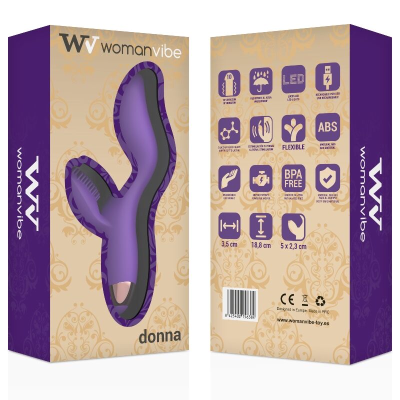 Womanvibe Donna vibratore rabbit 2 motori silicone 10 modi