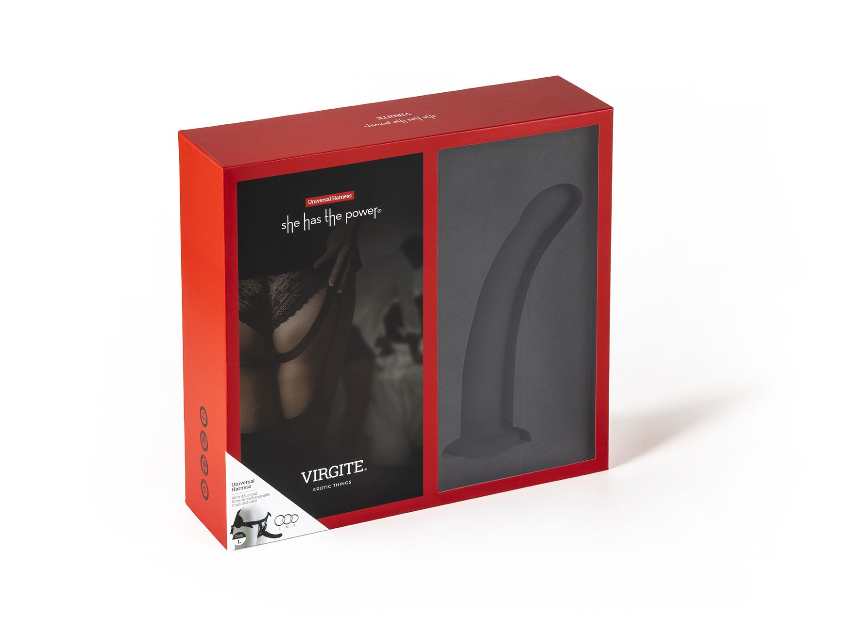 Love Hit by Virgite strap-on con dildo nero taglia L curvo