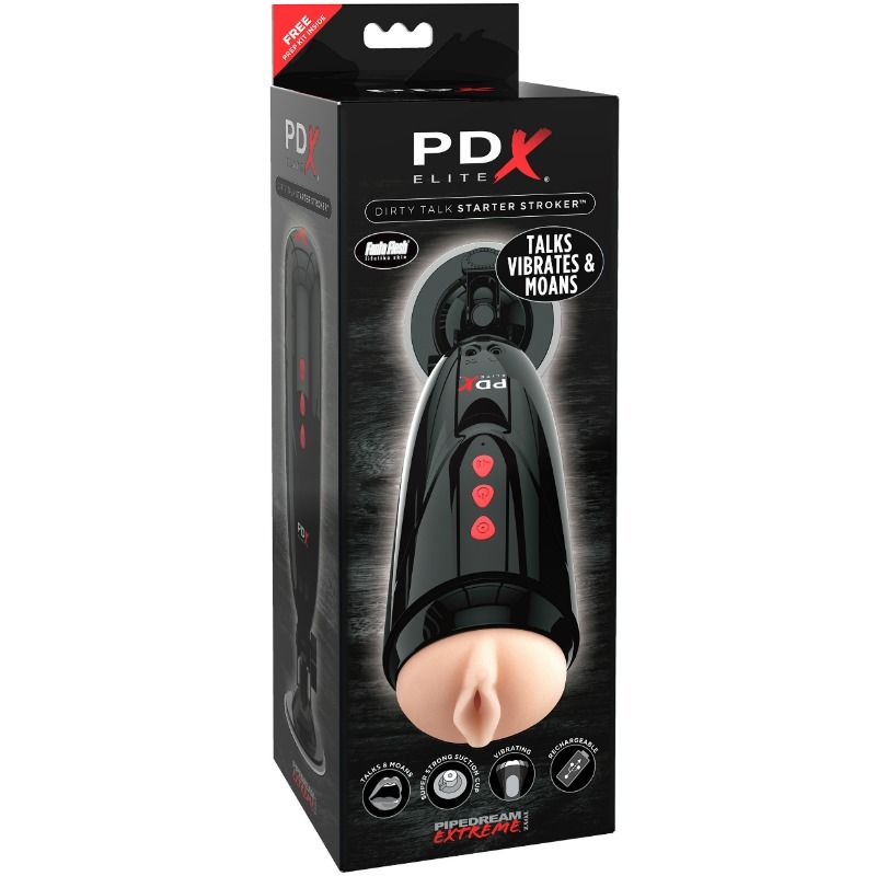 PDX Elite Dirty Talk Starter Stroker masturbatore vibrante