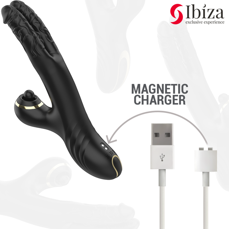 Ibiza Sex Toys Two Dragons Rabbit Vibratore Nero