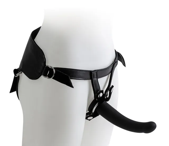 Love Hit by Virgite strap-on con dildo nero taglia L curvo
