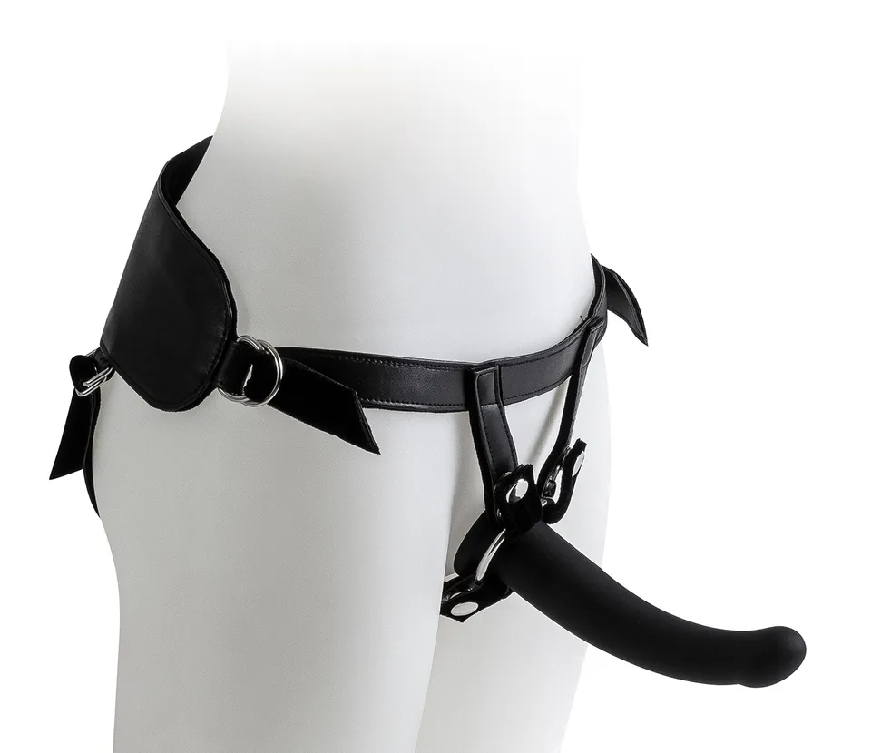 Love Hit by Virgite strap-on con dildo nero taglia L curvo