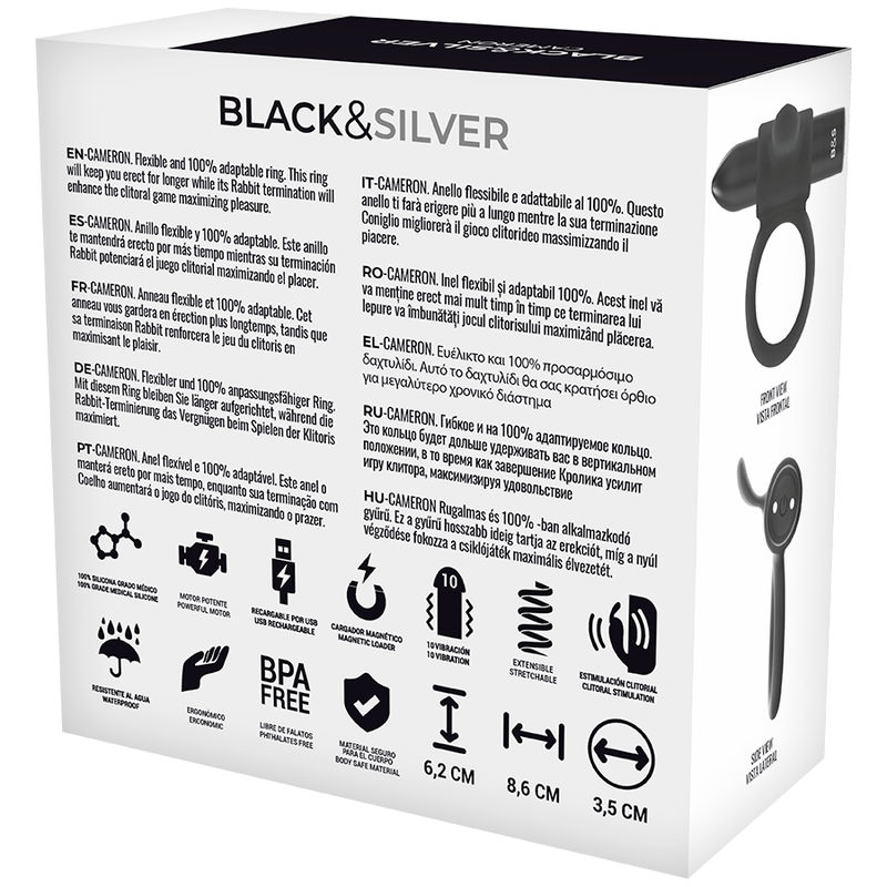 Black&Silver Cameron Black anello vibrante 10 modalità