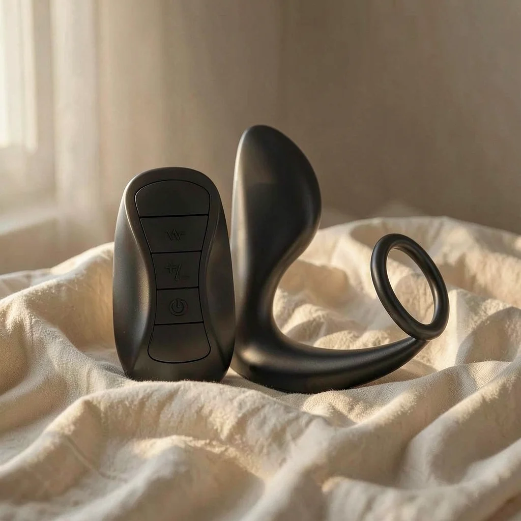 Black&Silver Anal Massage Ring anello vibrante silicone telecomando