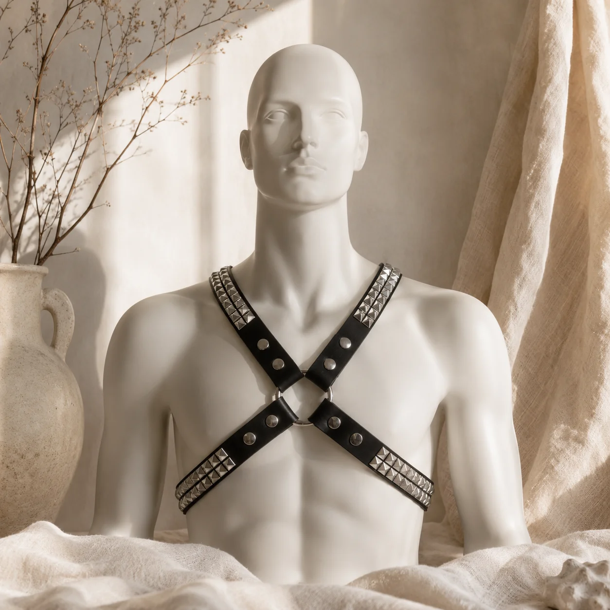 Leather Body imbracatura pelle S-XL borchie piramidali