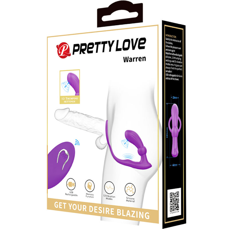 Pretty Love Warren plug anale vibrante con anello telecomando