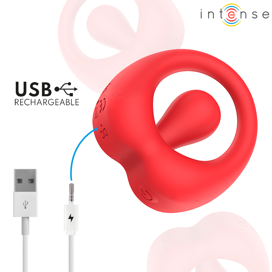 Intense Russell anello vibrante coppia rosso silicone