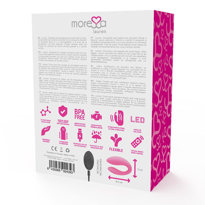 Moressa Lauren vibratore coppia a U telecomando silicone