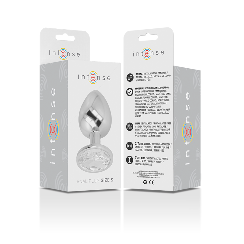 Intense Gioiello plug anale metallo argento taglia S