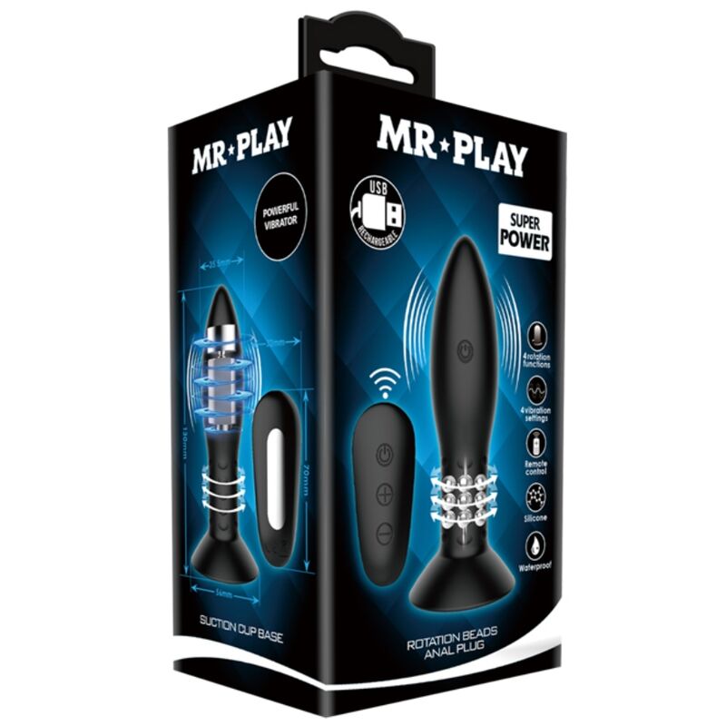 Mr. Play Spina Rotante plug anale vibrante nero telecomando