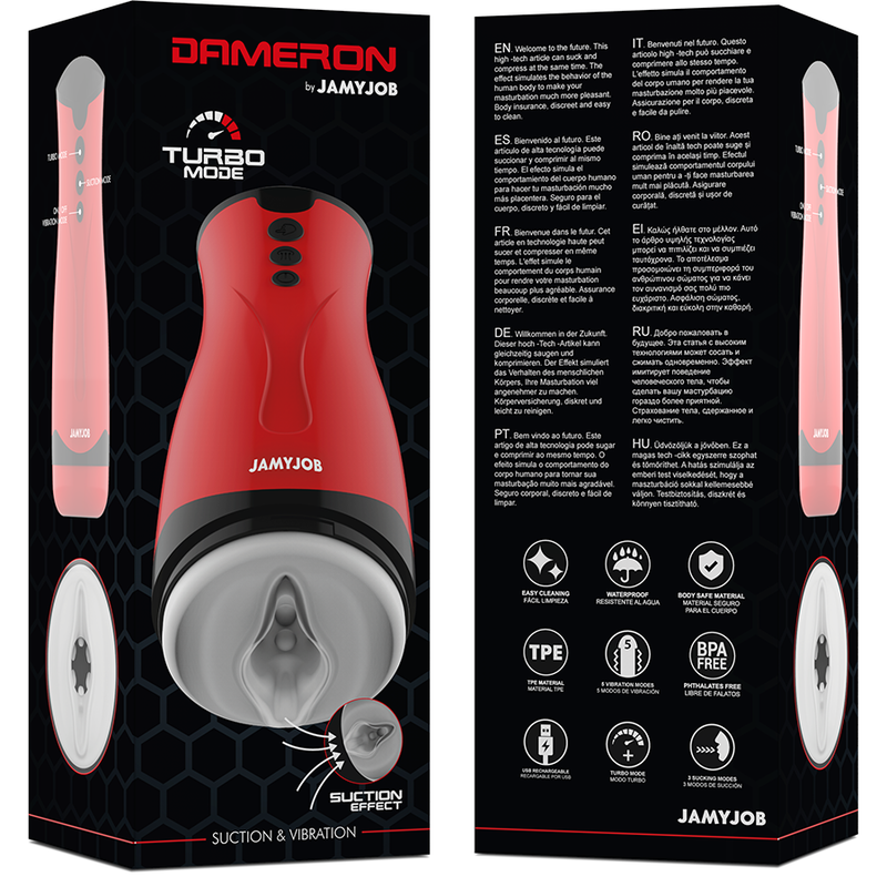 Jamyjob Dameron masturbatore aspirazione vibrazione Turbo