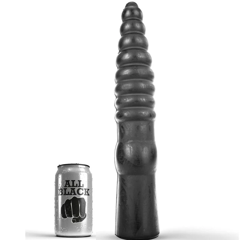 All Black dildo scanalato 33 cm PVC ipoallergenico 6 cm