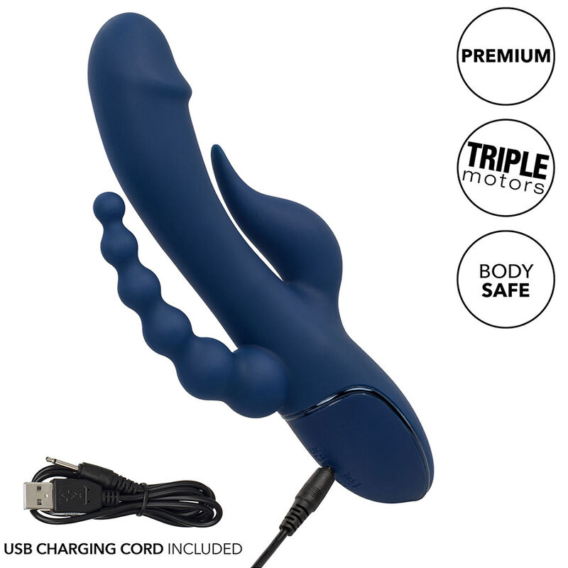 CalExotics Triple Orgasm vibratore blu 3 motori