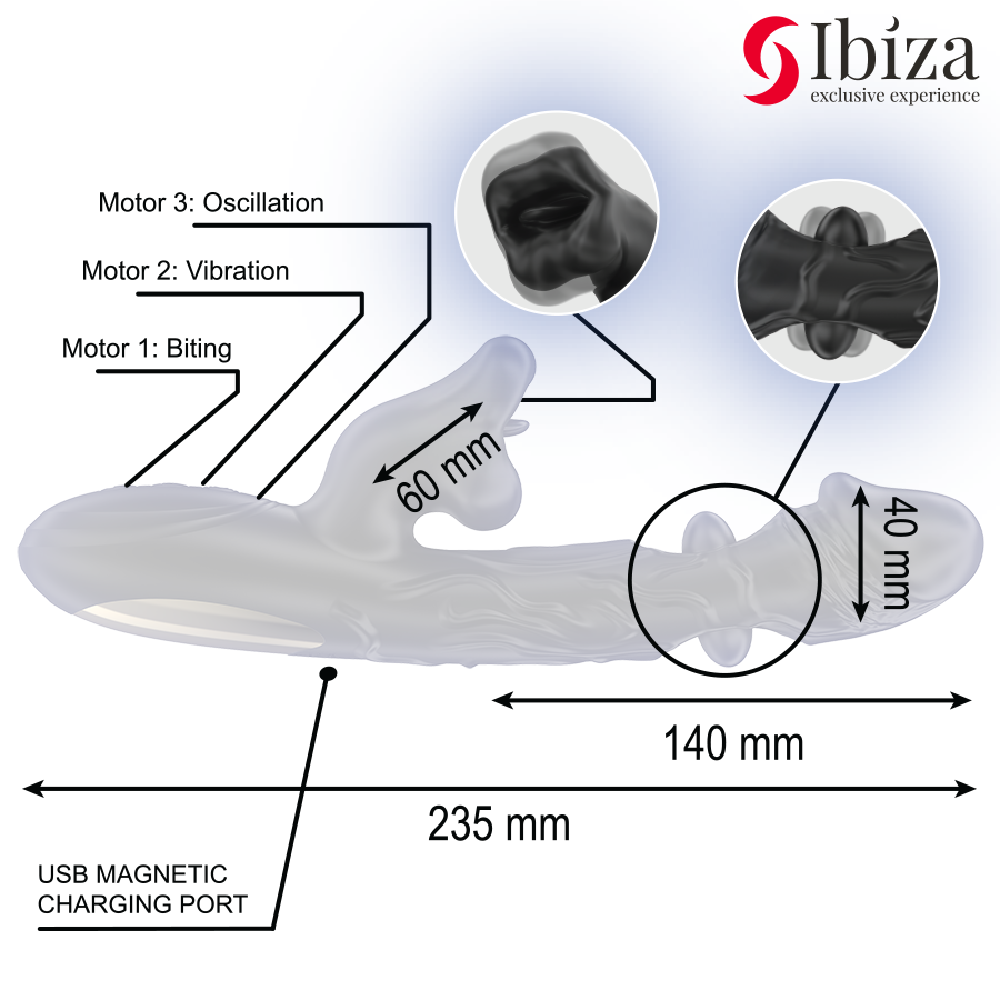 Ibiza Orbit vibratore 3 motori con pulsazione clitoridea
