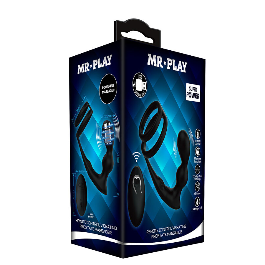 MR Play doppio anello con plug anale vibrante telecomando