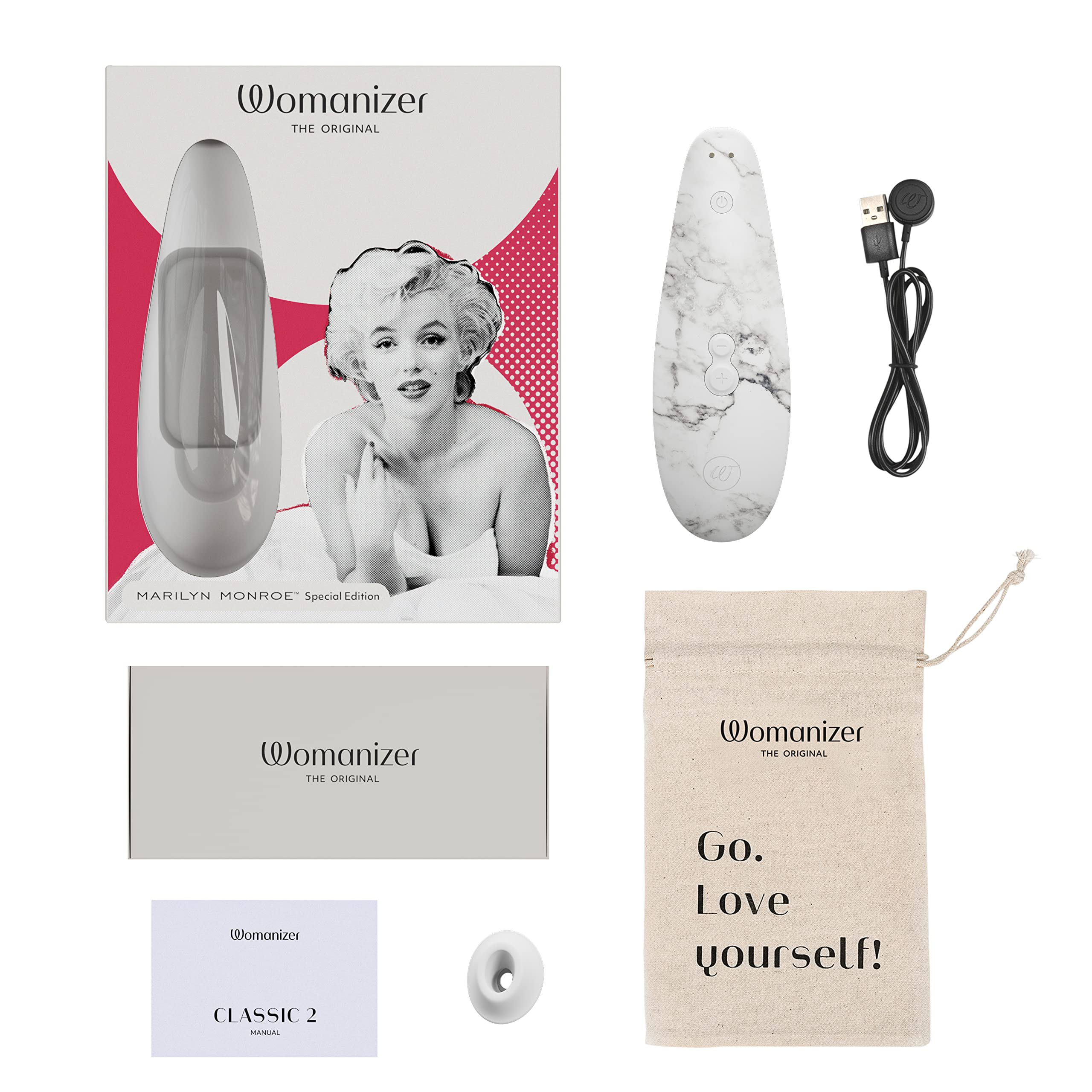 Womanizer Marilyn Monroe stimolatore clitorideo bianco marmo 10 intensità
