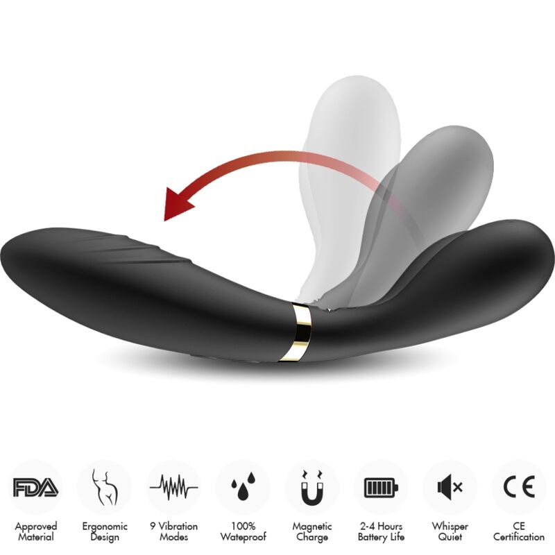Armony Y-Wand Stimolatore Clitorideo Nero Doppia Testa Silicone
