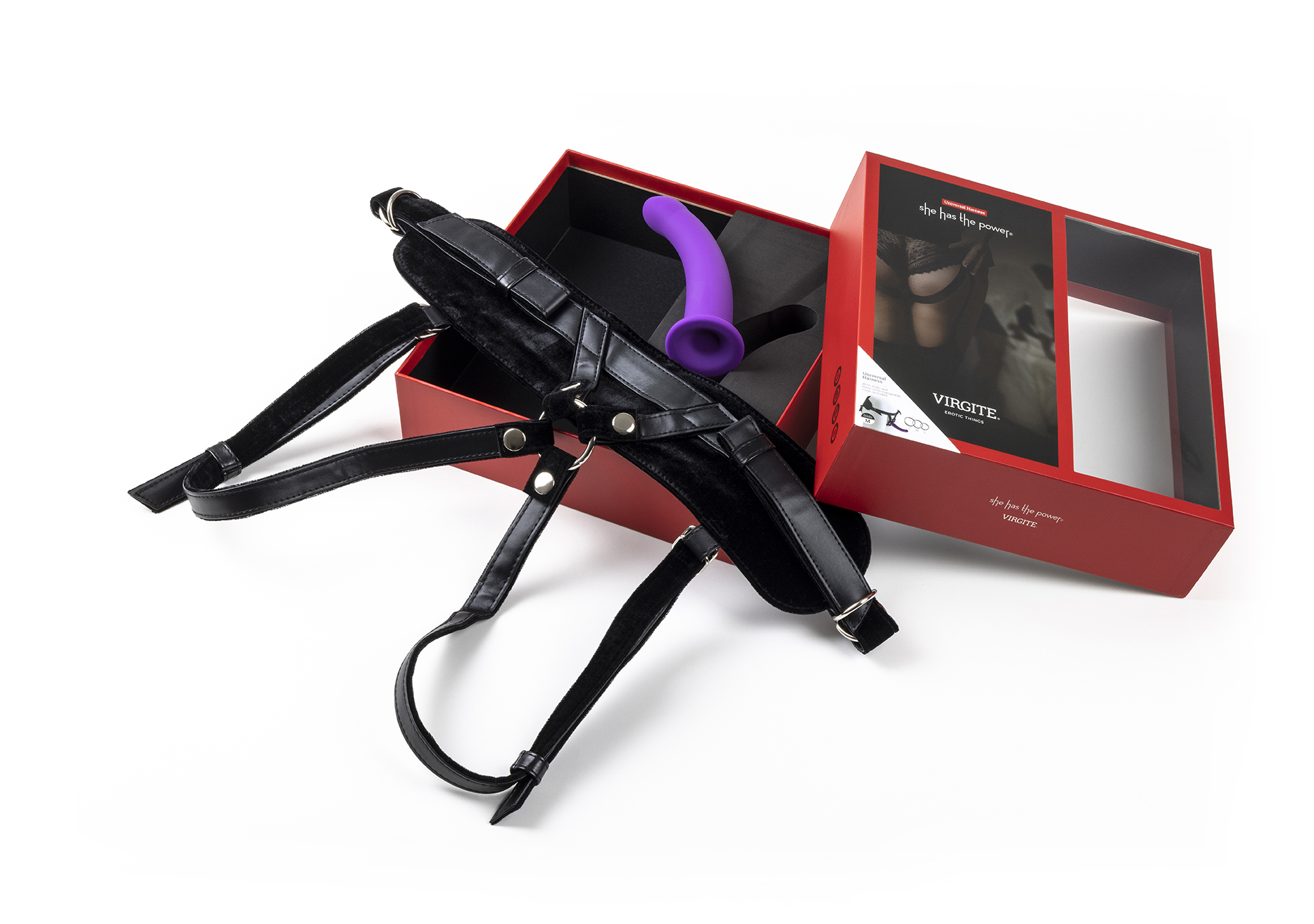 Love Hit by Virgite strap-on imbracatura con dildo viola taglia M