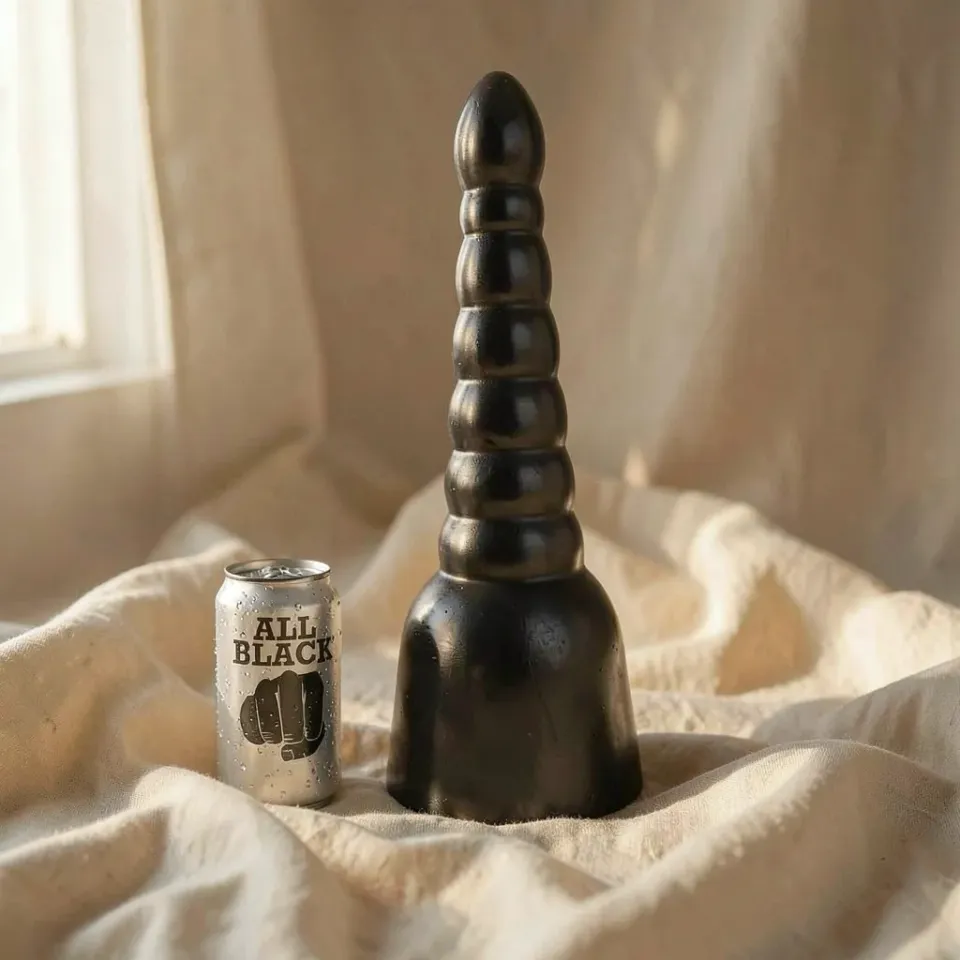 All Black dildo scanalato 34 cm PVC senza ftalati