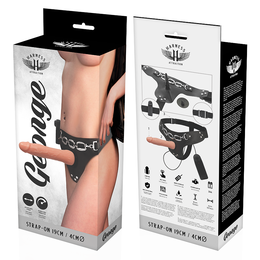Attraction George harness strap-on vibrante 19 cm multivelocità