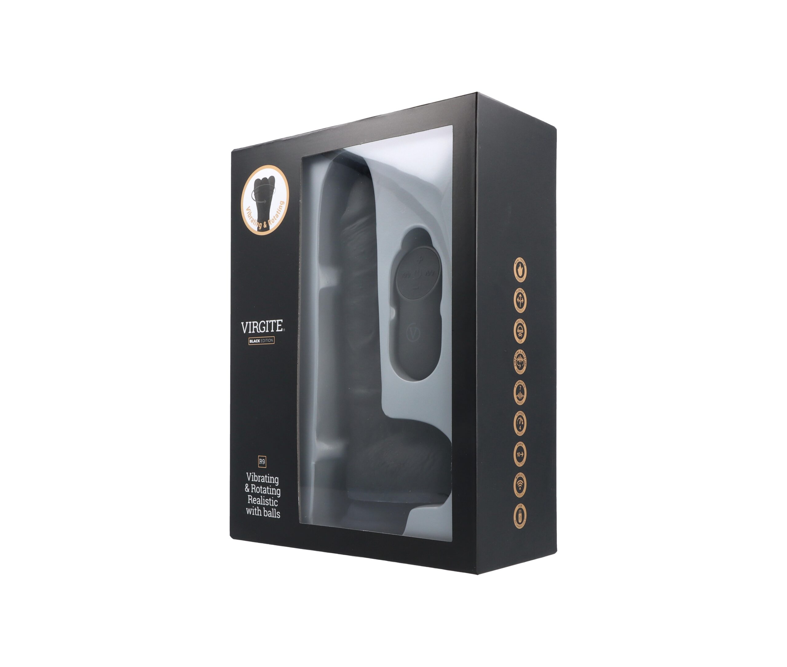 Love Hit by Virgite R9 vibratore realistico nero 19 cm telecomando
